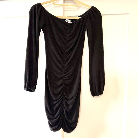 Princess Polly Off The Shoulder Long Sleeve Mini Dress Ruched - Picture 1 of 5